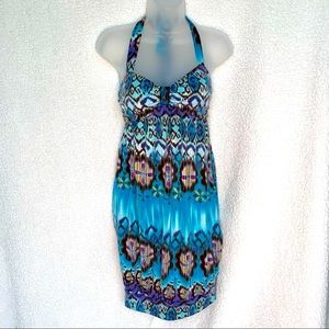 Sequin Hearts bubble hem, shelf bra, halter dress multicolored  — pretty!